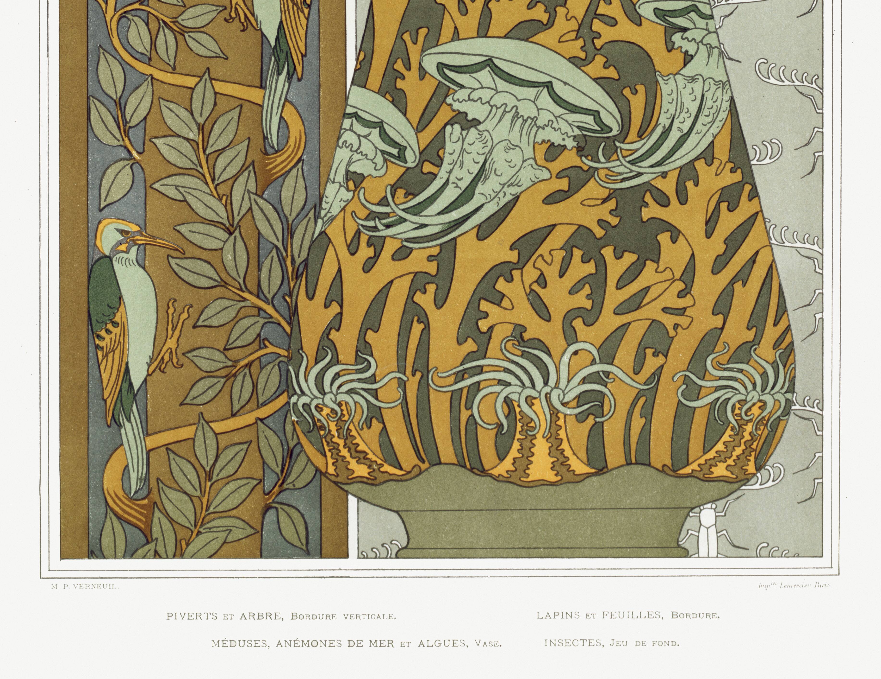 Poster “Animals in decoration – Woodpeckers, rabbits and jellyfish”