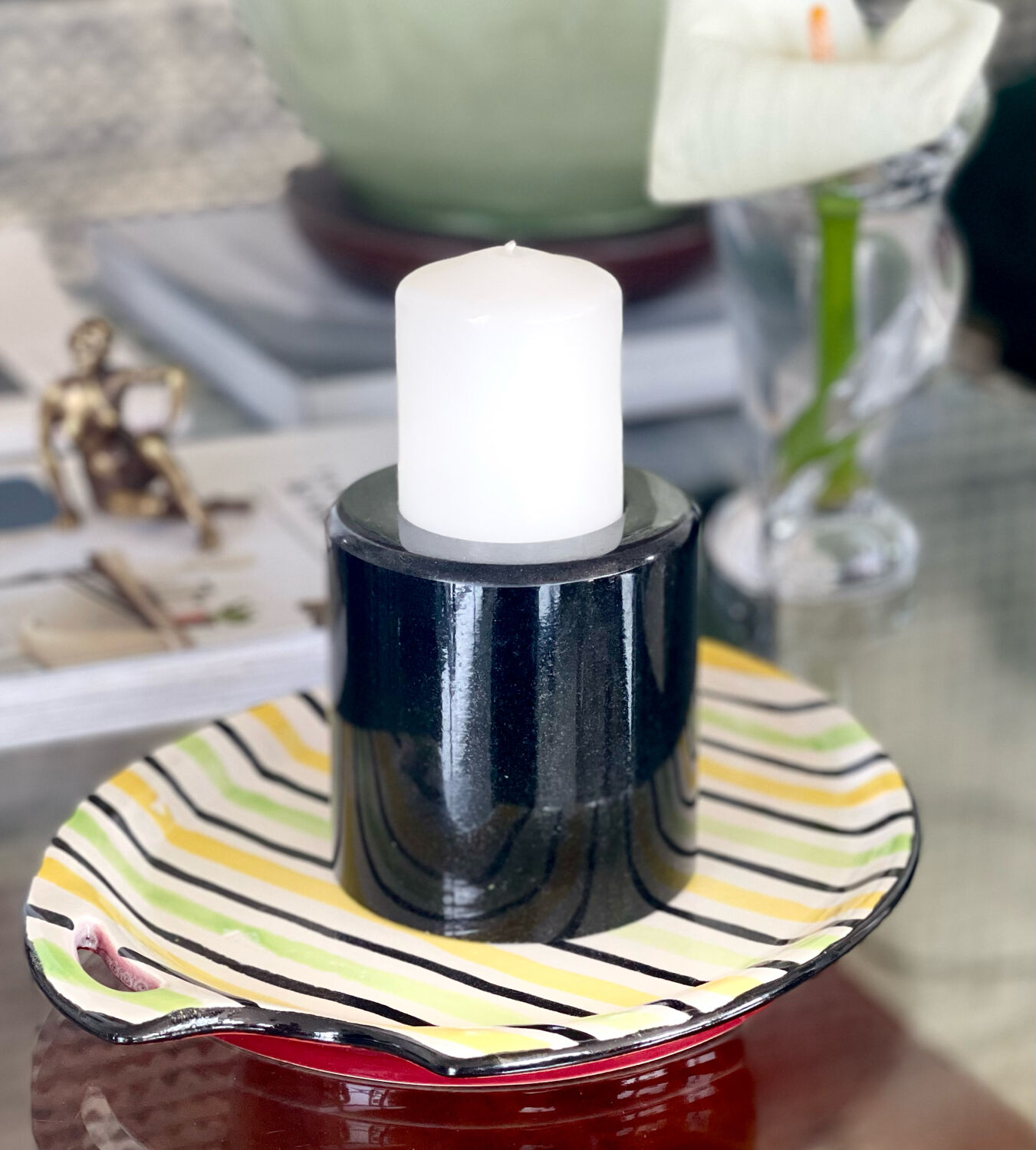 Empty vintage ceramic pocket