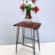Vintage tv stand/ side table with an ebonized beech top and an iron frame, italy