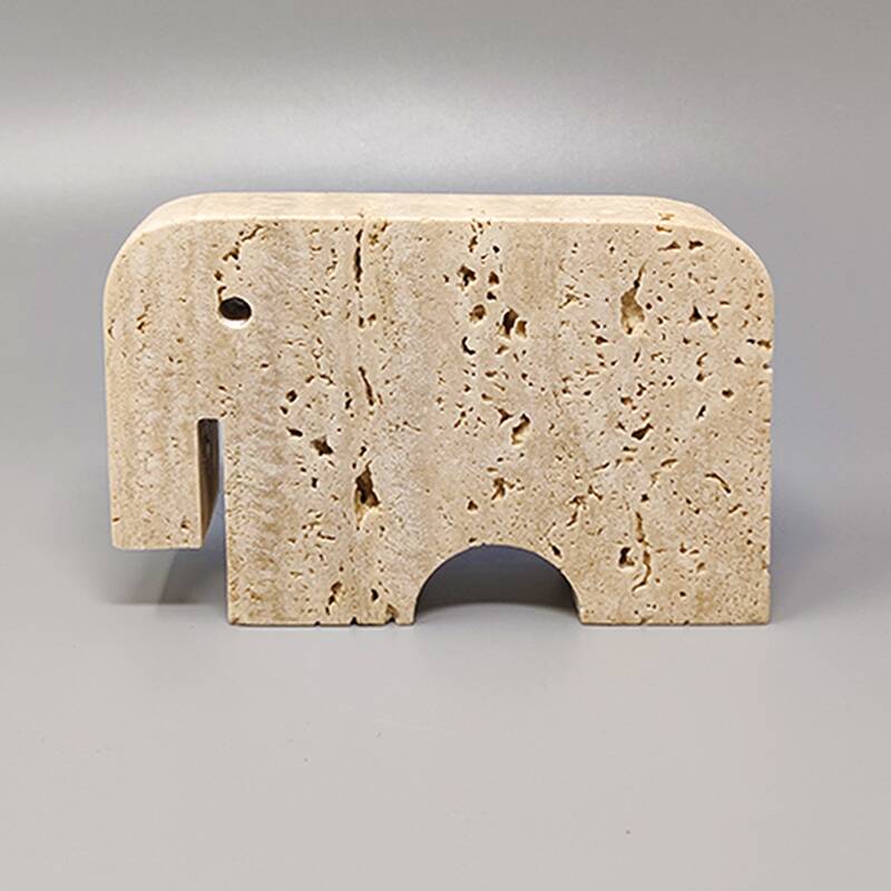 1970s original travertine elephant sculpture