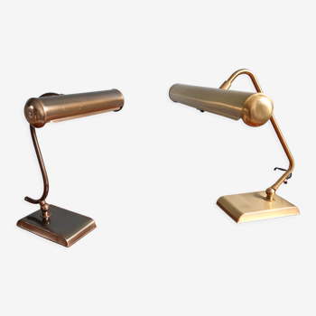 Pair of brass desk/piano lamps, 1950s-60s