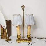 2-light hot water bottle lamp in gilded brass, bedside lamp, desk lamp