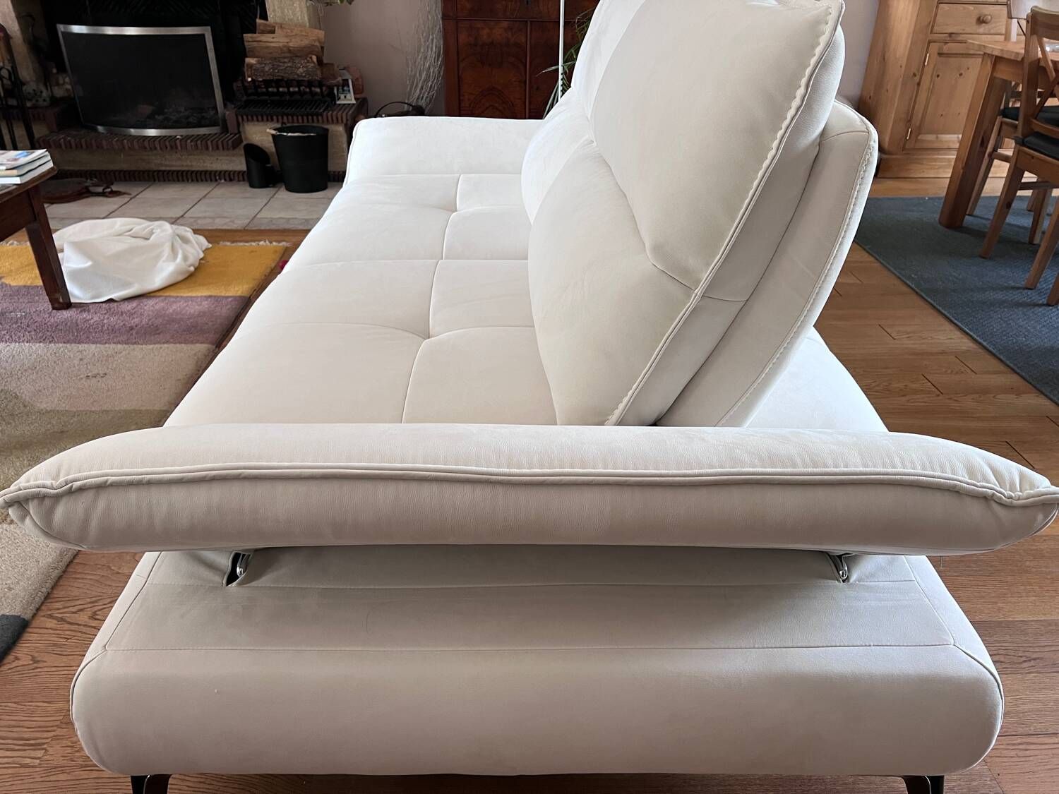 3-seater sofa in ecru nubuck finish, Mobilier de France
