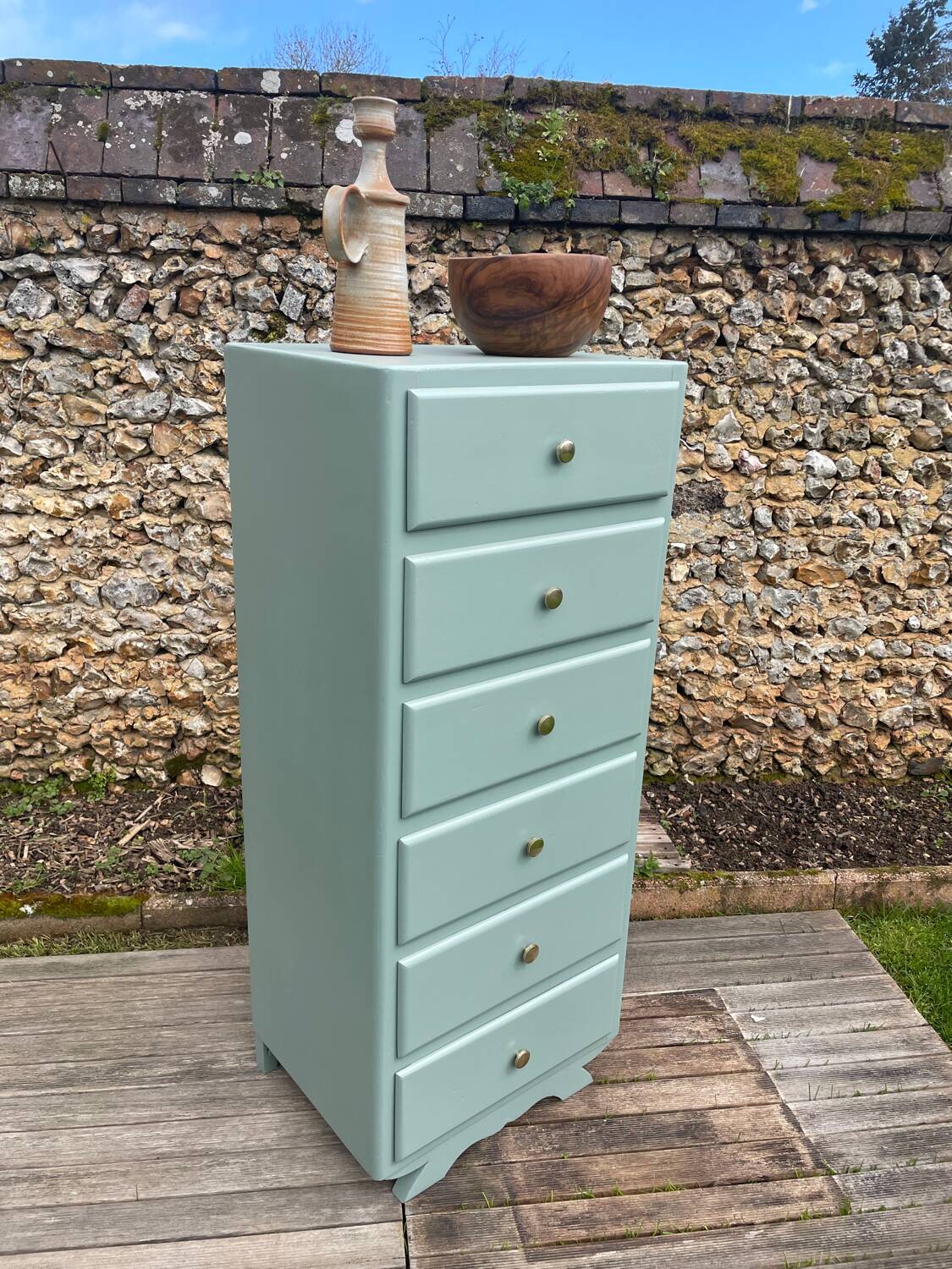 Vintage 1950 water green chiffonier