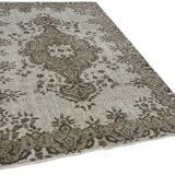 Overdyed Wool Vintage Handmade Carved Rug 165 cm x 263 cm