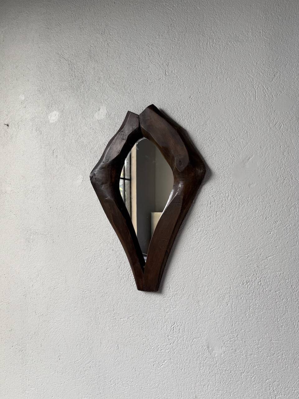 Brutalist wooden mirror 1900