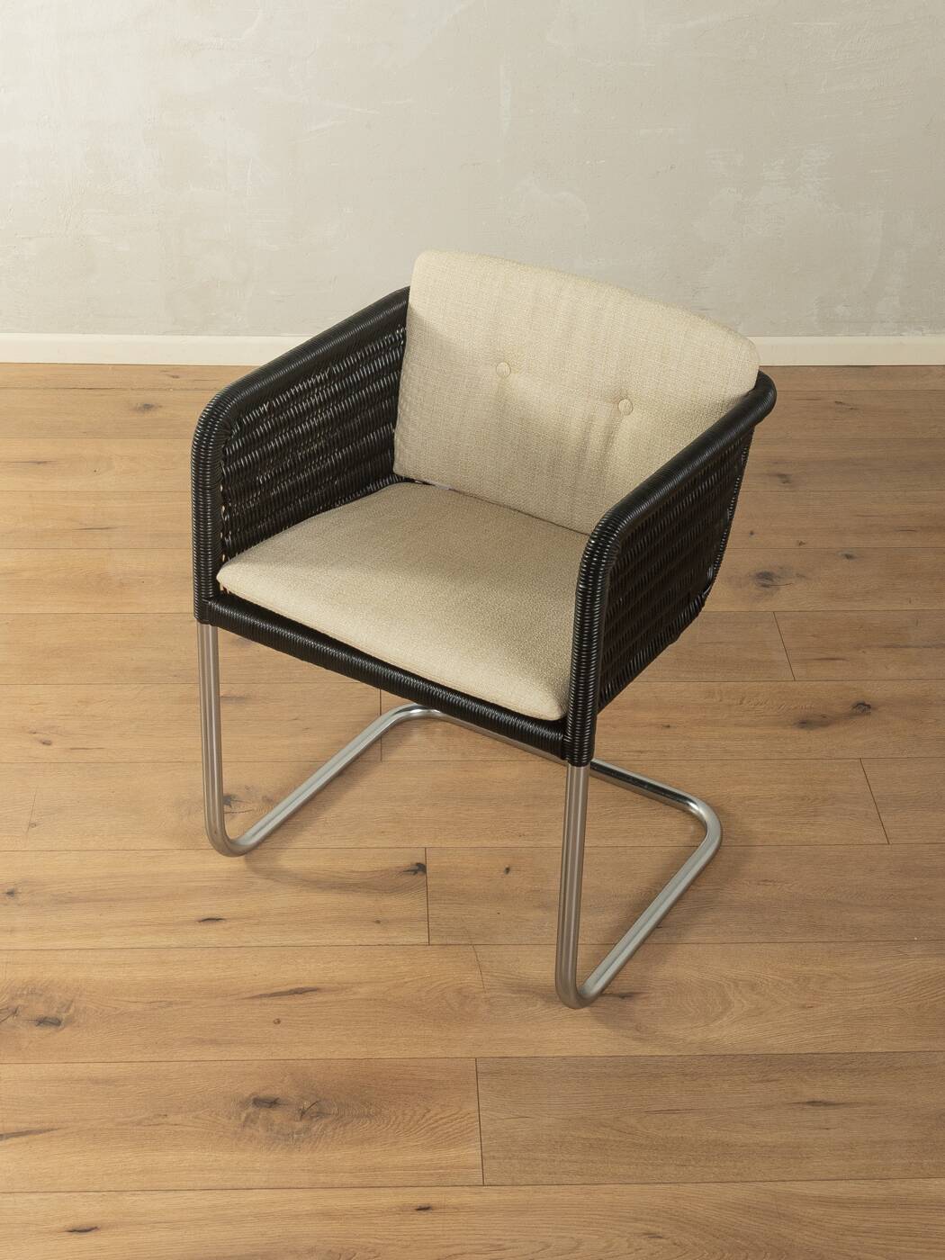 D44 cantilever chair by Tecta, 1980s, black mesh, chrome frame