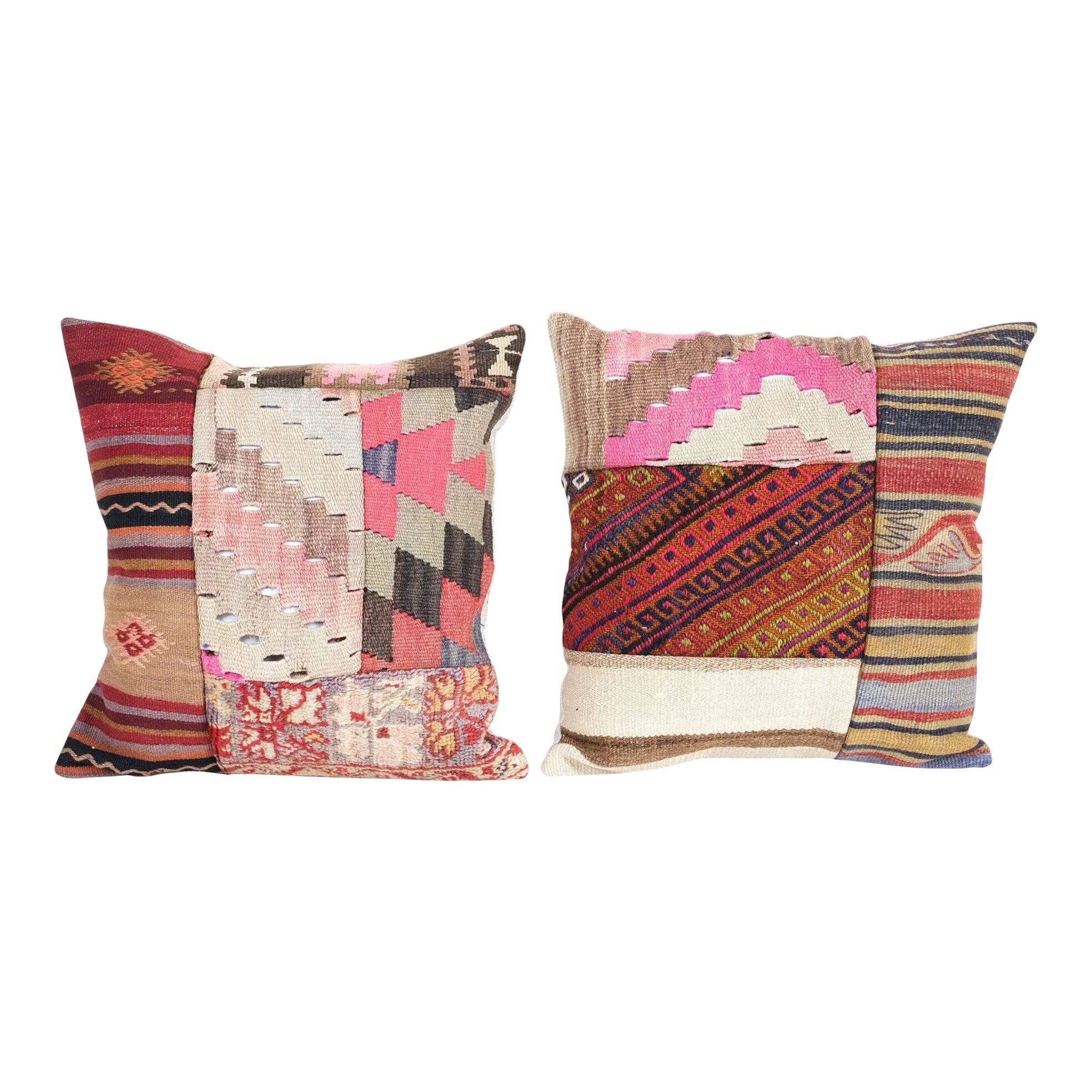 Set of 2 vintage kilim cushion covers 48x48 cm