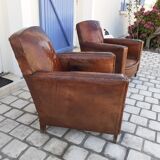 Pair of leather club chairs 30/40s