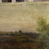 Antique painting, landscape with pond, signed and dated 1895