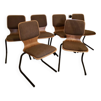 Set of 6 vintage Hiller chairs 1960 thermoformed stackable