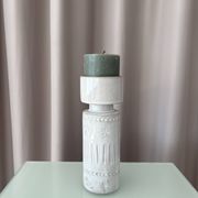Vase / porte-bougie en céramique vintage d'Allemagne de l'Ouest – relief ivoire – années 1970