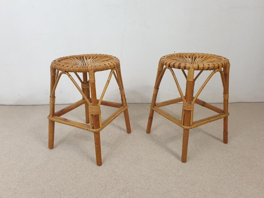 Vintage rattan stools