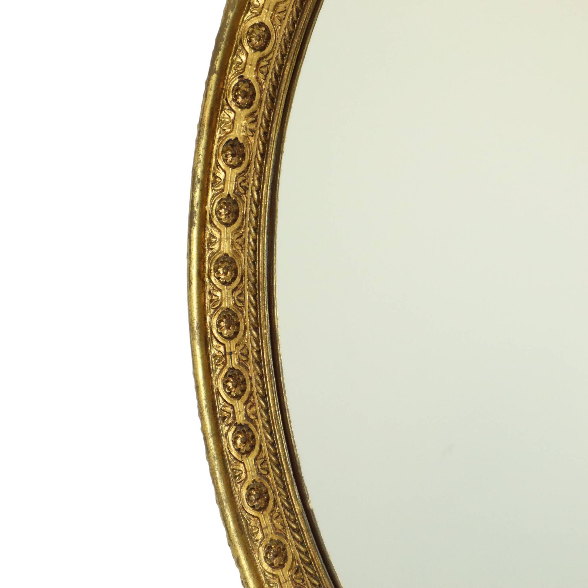 Large Oval Classic Mirror Gold Leaf Baroque Style Flowers 85cm