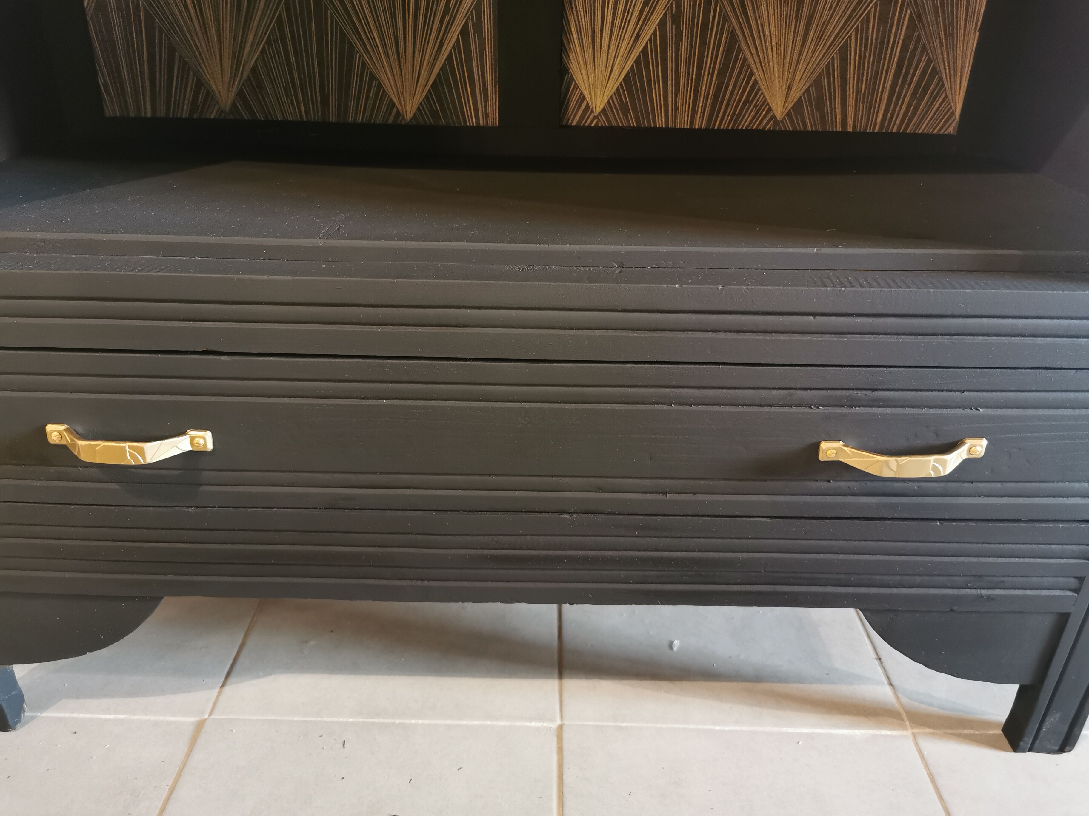 Restyled art deco bookcase shelf cabinet