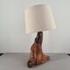 Brutalist stump lamp in olive wood 1950