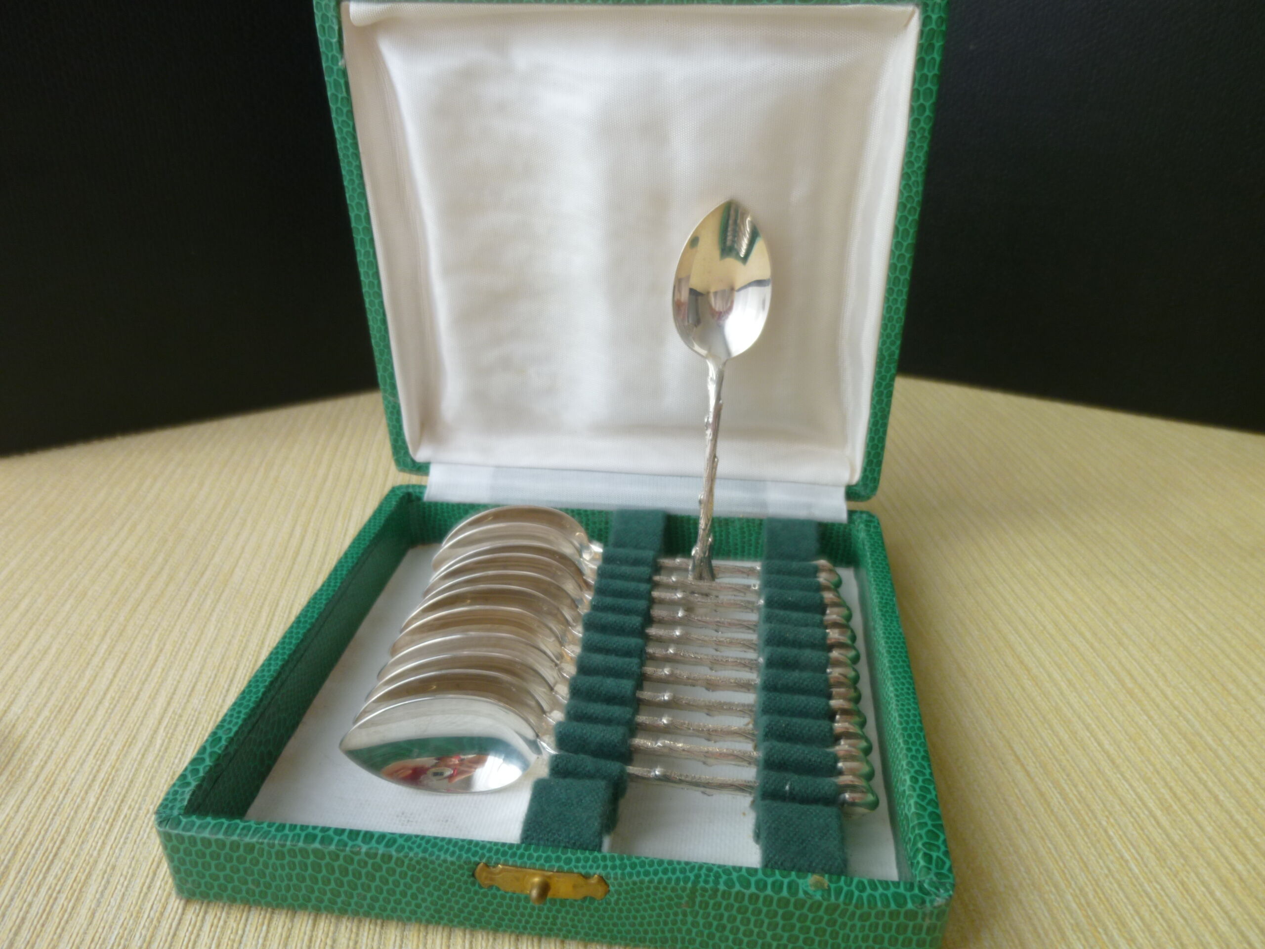 12-spoon box silver metal mocha model "Coffee beans"