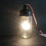 1990s Russian Soviet glass mason jar table lamp lantern Industrial