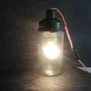1990s Russian Soviet glass mason jar table lamp lantern Industrial