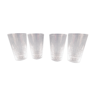 Lot de 4 verres godet ancien en cristal de baccarat signe au dessous vintage