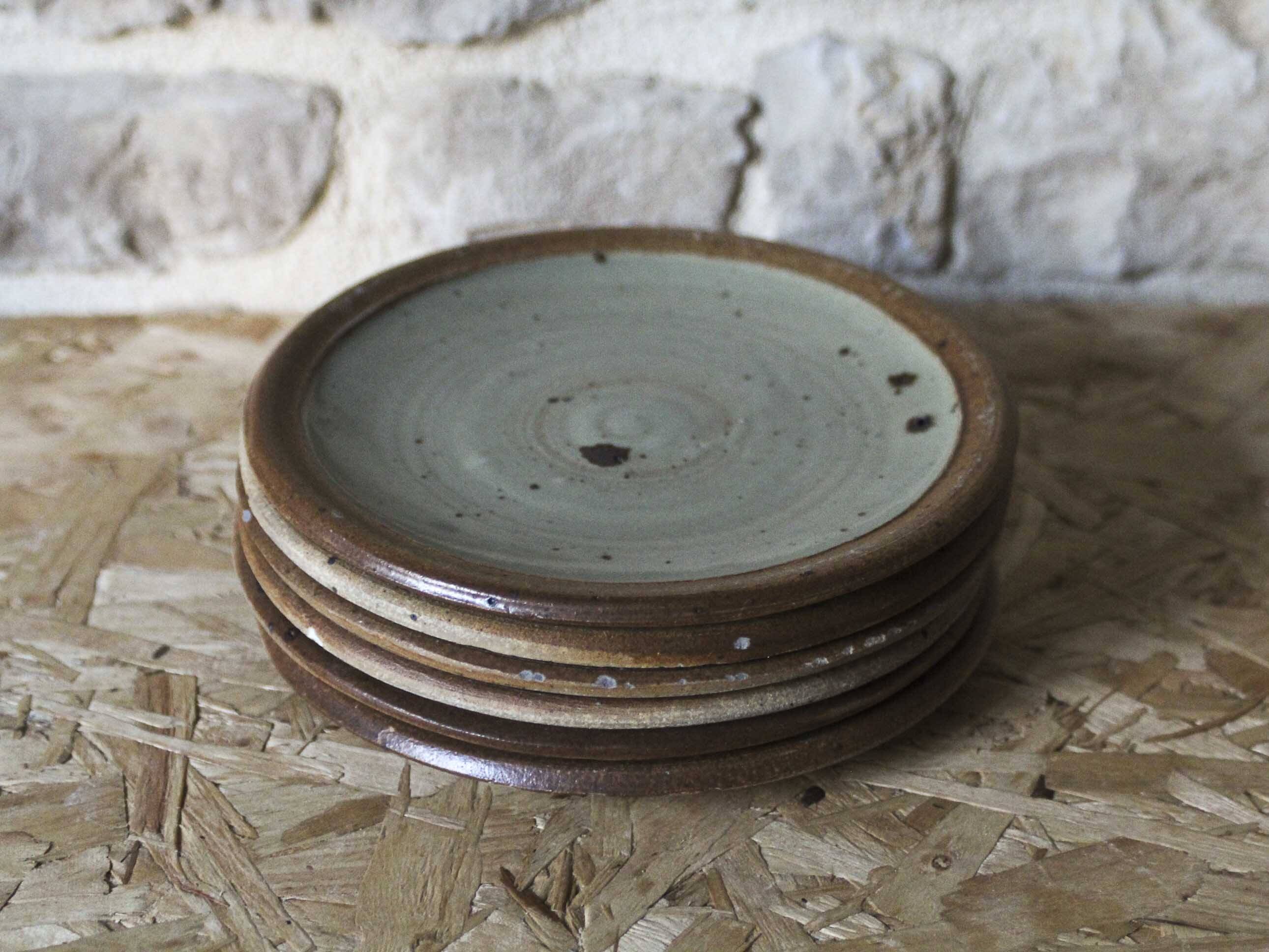 Set of 6 Pierre Digan pyrite stoneware dessert plates