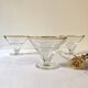 Trio of glass dessert bowls with gold rims, La Rochère, France