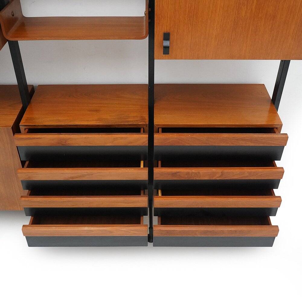 Teak bookshelf with four compartments, 1960s