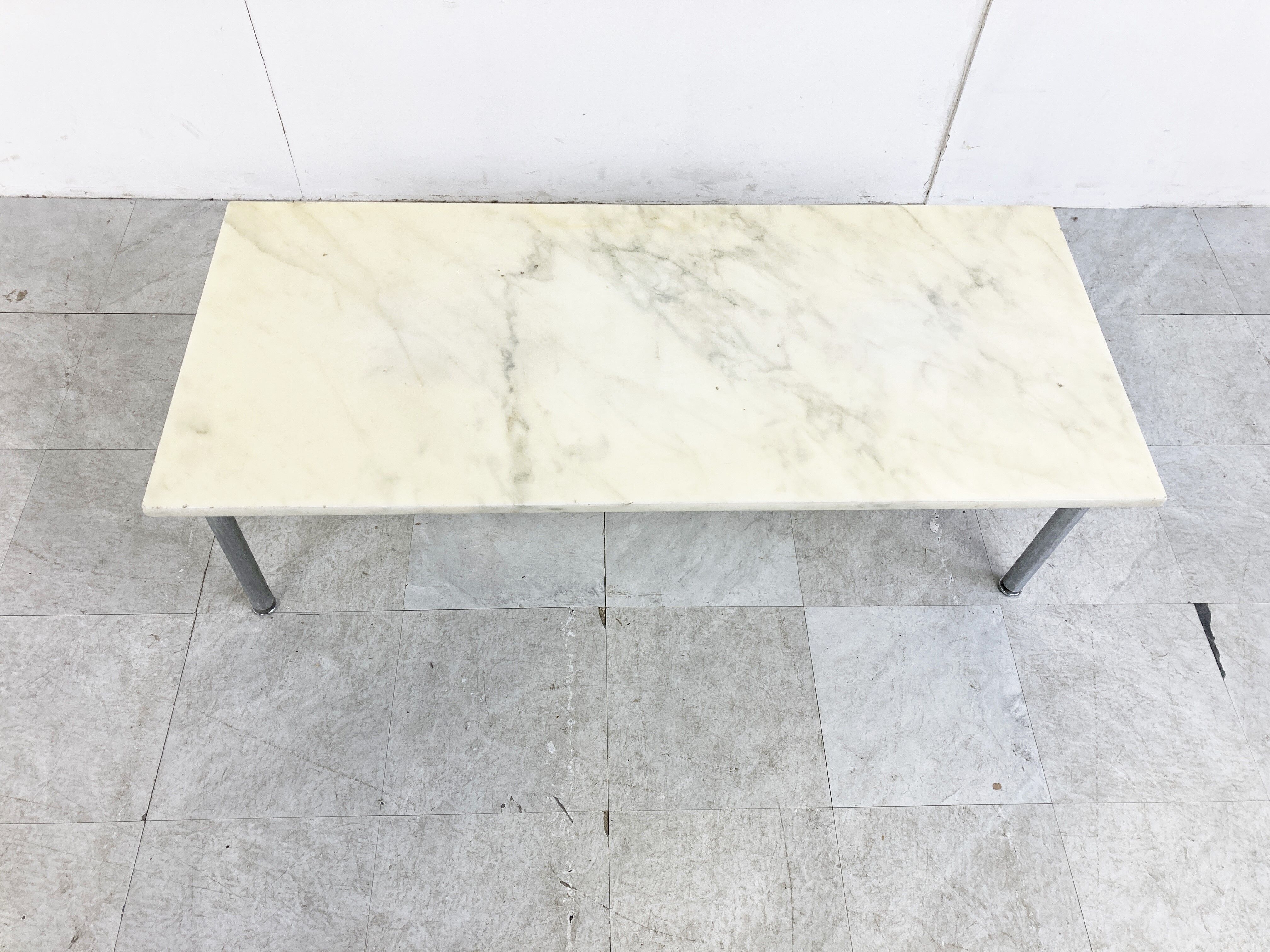 Vintage white marble coffee table, 1960s