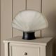 Opaline white Murano glass shell lamp with black metal base – 1980s Italian Memphis-inspired design