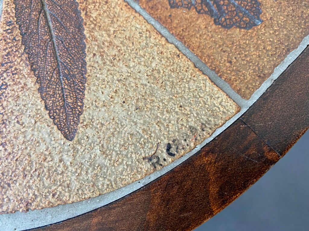 Coffee table Roger Capron ceramic herbarium and vintage wood year 1960