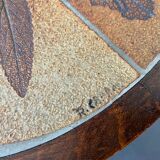 Coffee table Roger Capron ceramic herbarium and vintage wood year 1960