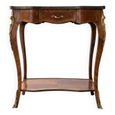Louis XV console table with marquetry and bronze fittings.