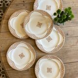 Set of 6 vintage flat ironstone plates, Andalous model from Longwy