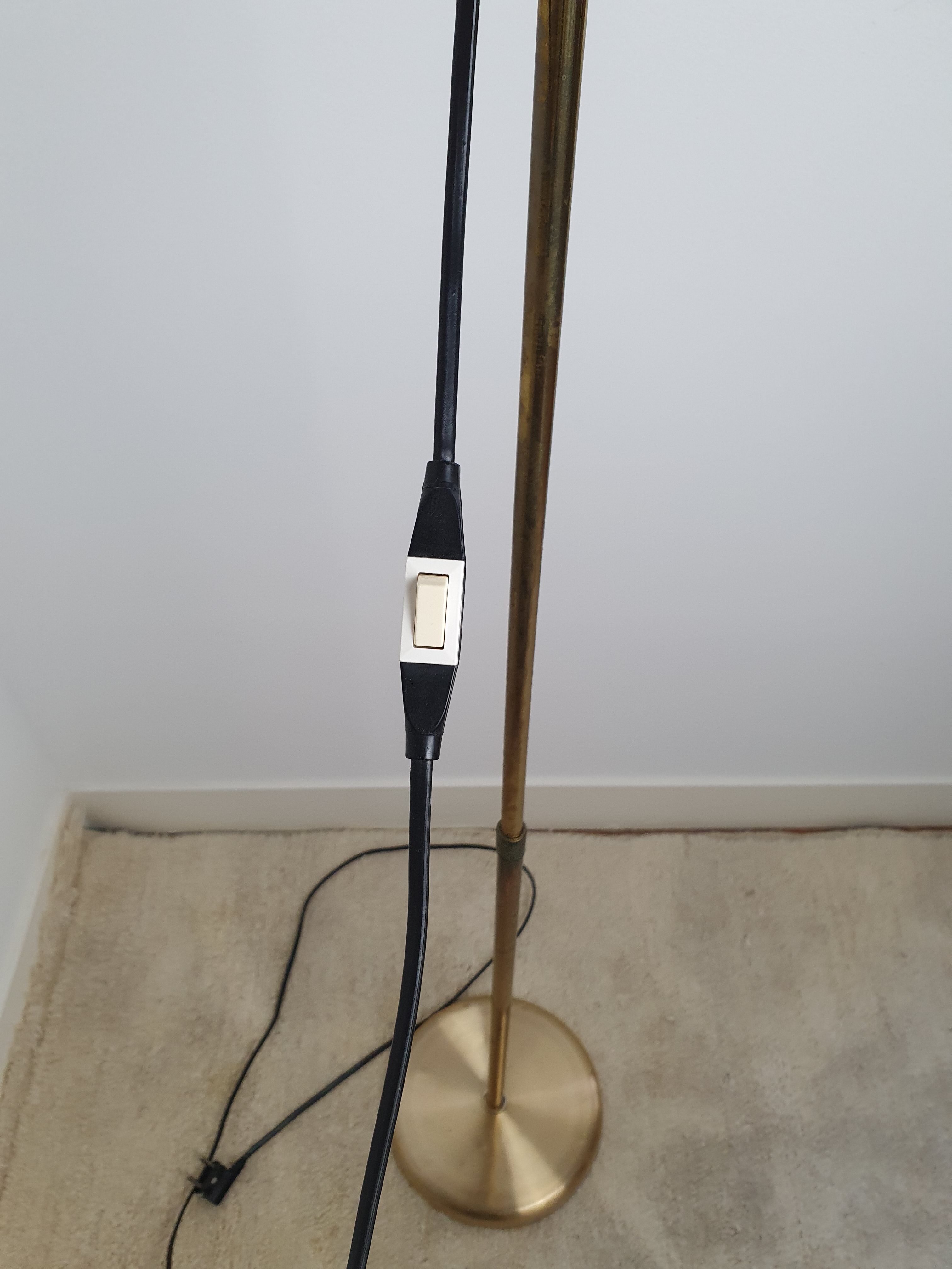 Scandinavian floor lamp gilded and black, 1970
