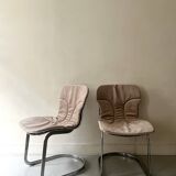 Cidue chair in chrome and short velvet, Willy Rizzo design 1970