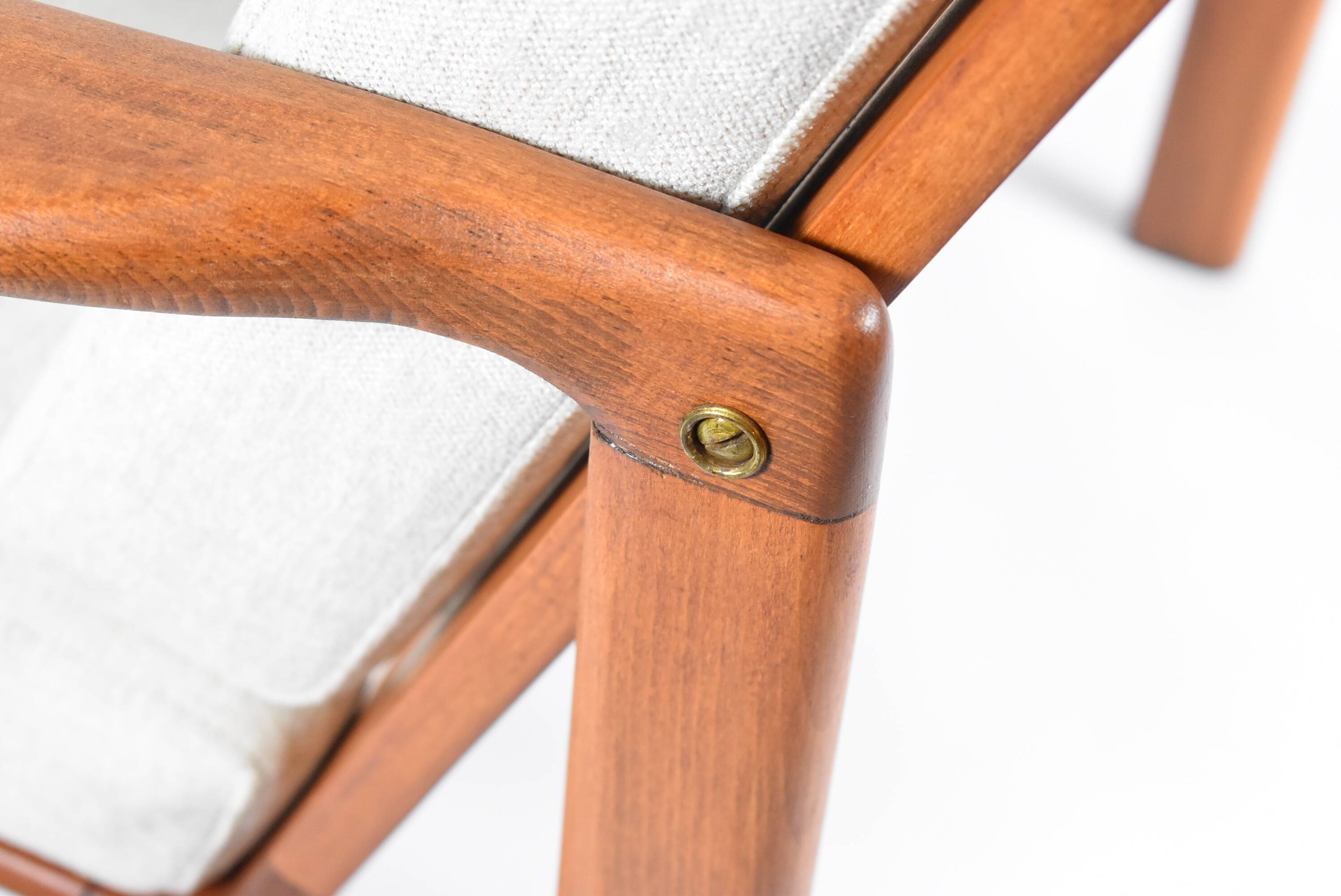 Scandinavian original armchair Baczyk, 1960s, renovation, beige, teak wood