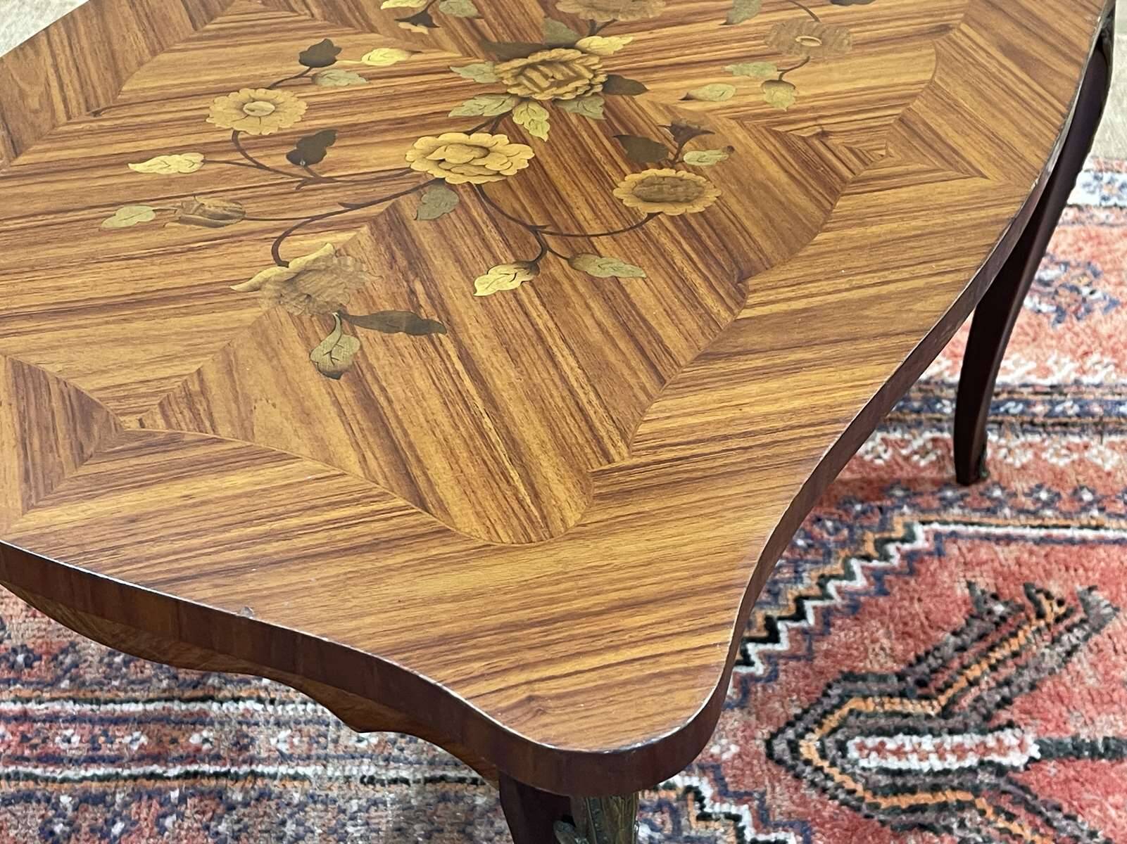 Louis XV style rosewood coffee table from the 1970s