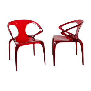 Paire de chaises AVA par Song Wen Zhong pour Roche Bobois, XXème.
