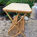 Vintage rattan magazine holder table