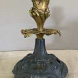 Louis XV candlestick in solid bronze openwork pewter base early twentieth century