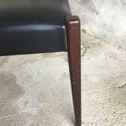 Pair of Scandinavian chairs Ameublement NF black imitation leather and teak - 1960