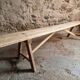 French antique wooden bench – Rustic farmhouse bench – Poplar and chestnut – Late 19th century – 198 cm