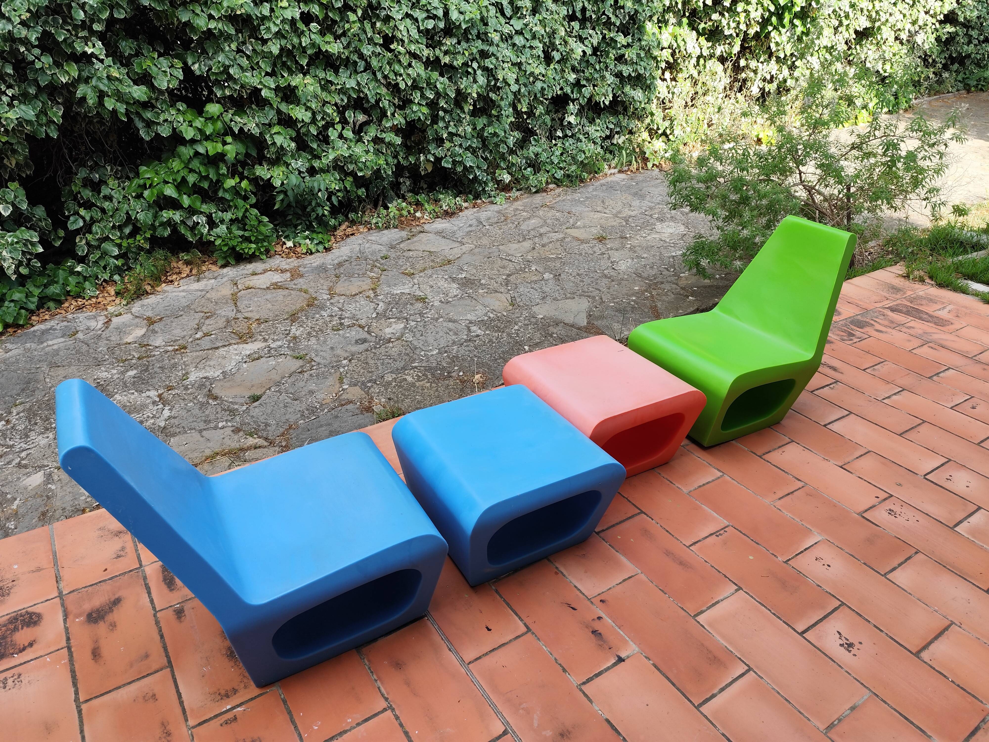2 armchairs and 2 ottomans by Wiel Arets for Quinze & Milan vintage