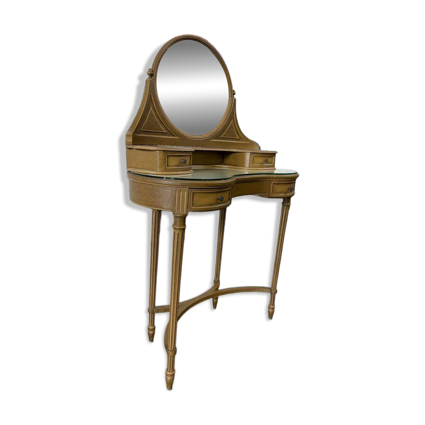 Vintage curved gold console with mirror