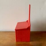 Red plastic onion or spice box with wood effect and floral decoration - EMSA - 1970