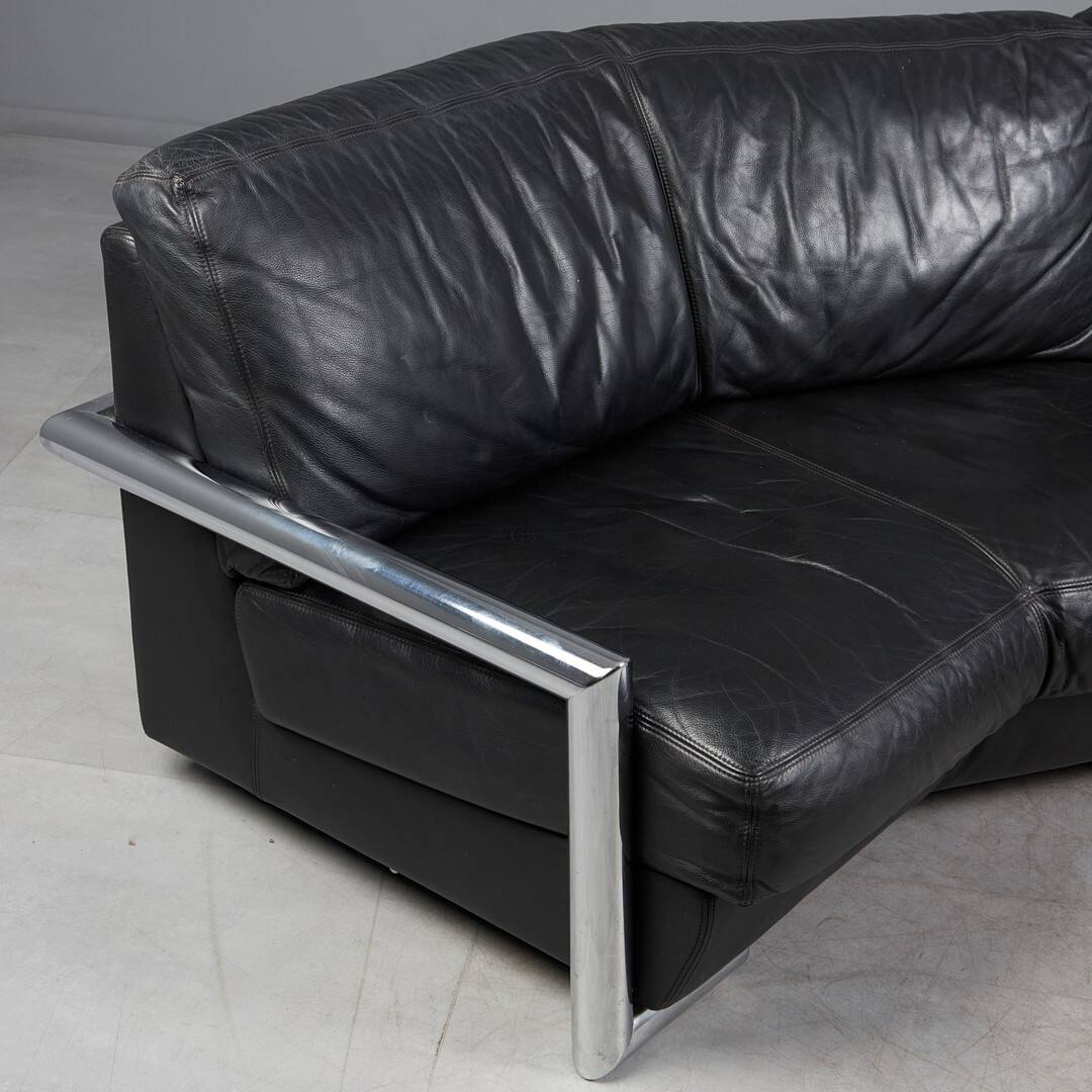 Artanova — “Medea” Modular Corner Sofa (2 Modules) — Black Leather — 1990s
