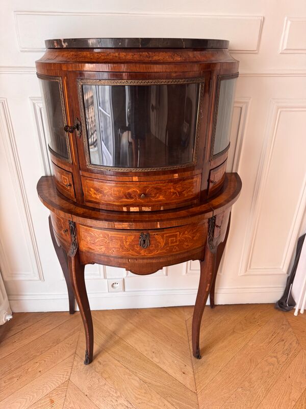 Bonheur du jour marqueterie demi lune Napoléon III