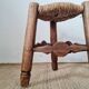 Small stool in wood and straw