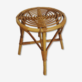 Tabouret en rotin vintage