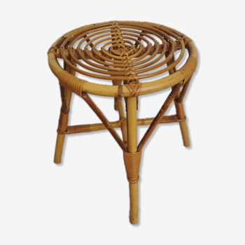 Vintage rattan side table/stool